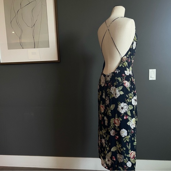 Alice + Olivia Reena Open Back Floral Midi Dress – Hazy Sapphire – Size 12 - Picture 6 of 10